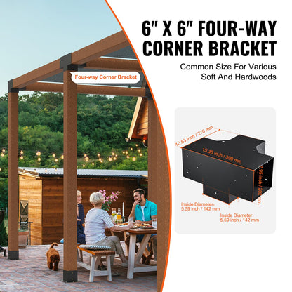 Heavy Duty Pergola Brackets 6x6 - Carbon Steel Corner Post Supports