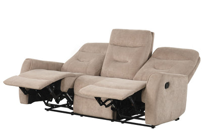 80 Inch Beige Upholstered Reclining Sofa with Console