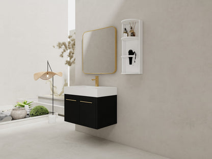 Black Chestnut Bathroom Vanity - 30 Inch Wall Mount Sink