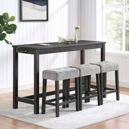 Industrial Bar Table Set with 4 Bar Stools
