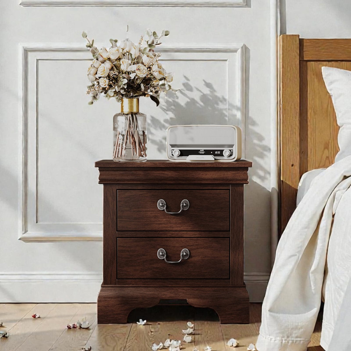 22" x 16" Classic Wooden Nightstand - Cherry Finish