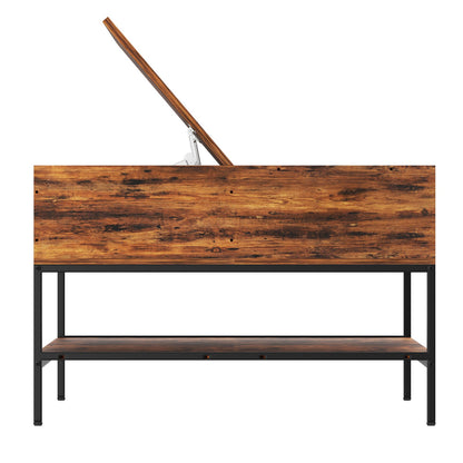 Black Brown Farmhouse Coffee Table with Storage
