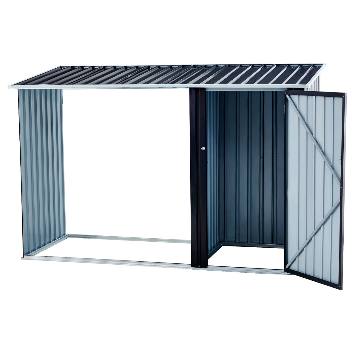 Dark Gray Steel Outdoor Storage Shed for Garden Tools and Equipment