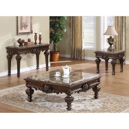 Solid Wood Console Table - Cherry Finish, Marble Top - 54" x 22"