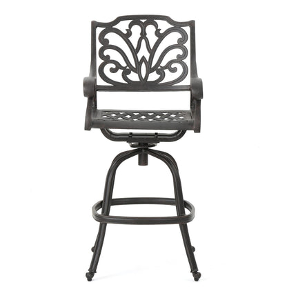 Cast Aluminium SWIVEL Barstool - Bronze Patio Seating