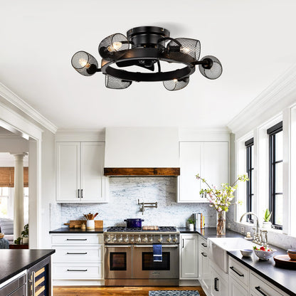 25.8 Inch Matte Black Ceiling Fan with Remote Control