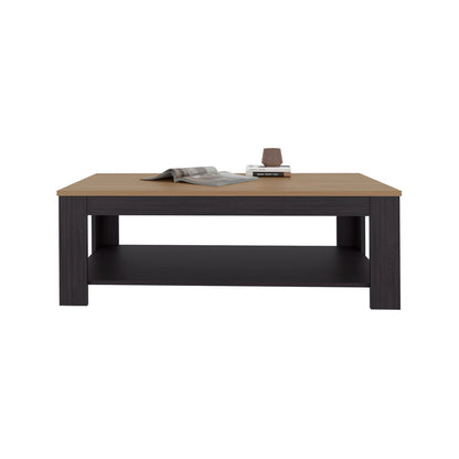 Cecil Coffee Table - Black with Open Storage Shelf | Modern Design