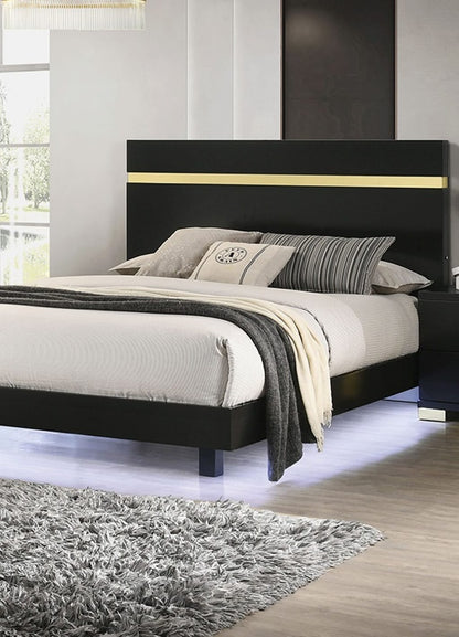 Queen Black Wood Bed Frame - Contemporary Bedroom