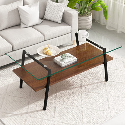 Transparent Tempered Glass Coffee Table Set - 3 Piece Living Room Table
