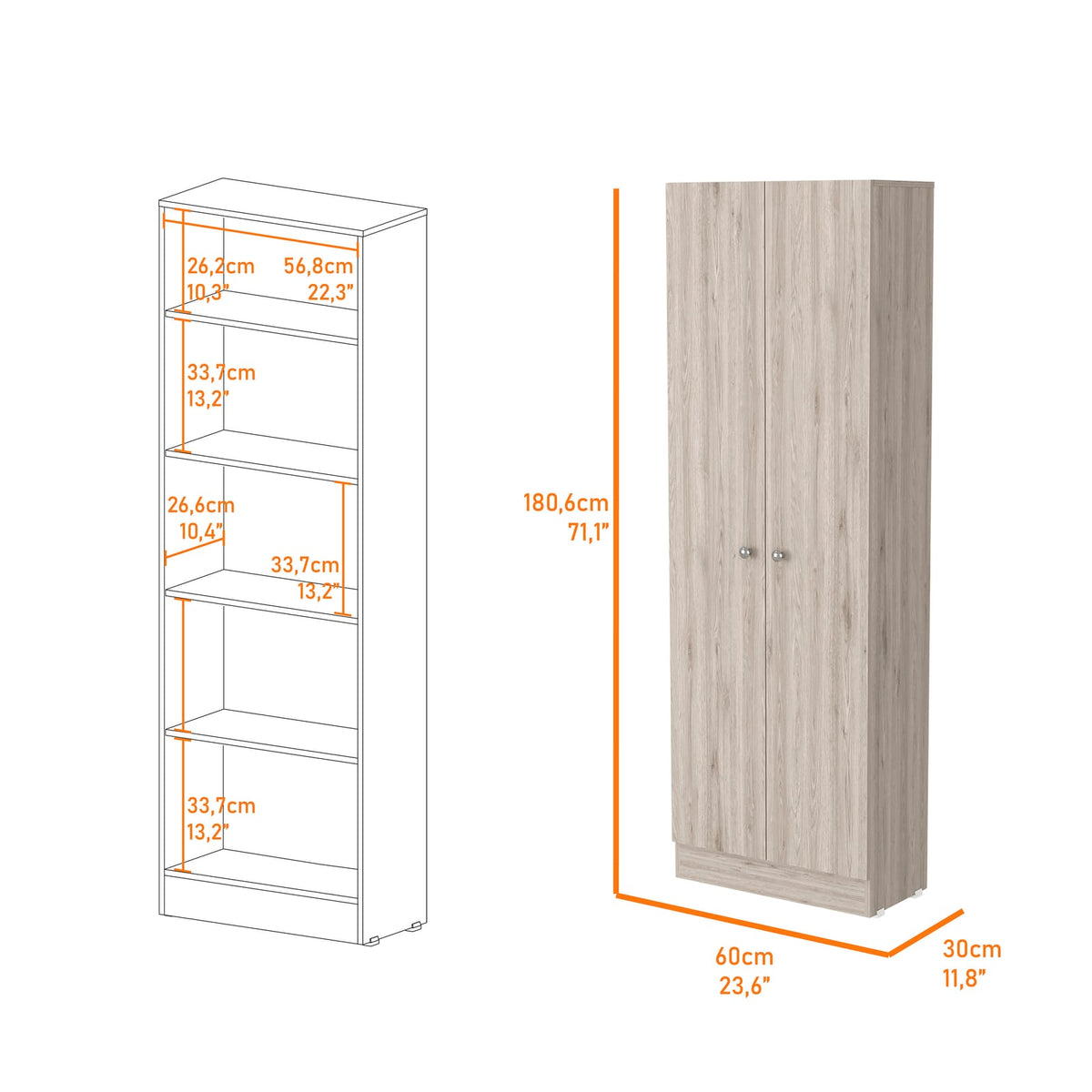 Light Gray Tall Storage Cabinet - 71" Rectangular Server