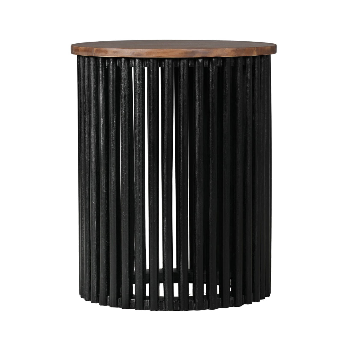 Natural Black Acacia Wood Side Table - Outdoor Patio Table