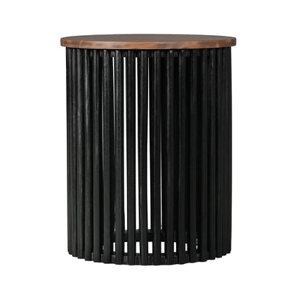 Natural Black Acacia Wood Side Table - Outdoor Patio Table
