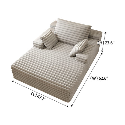 Grey Corduroy Chaise Lounge Sofa - Oversized Sleeper Couch