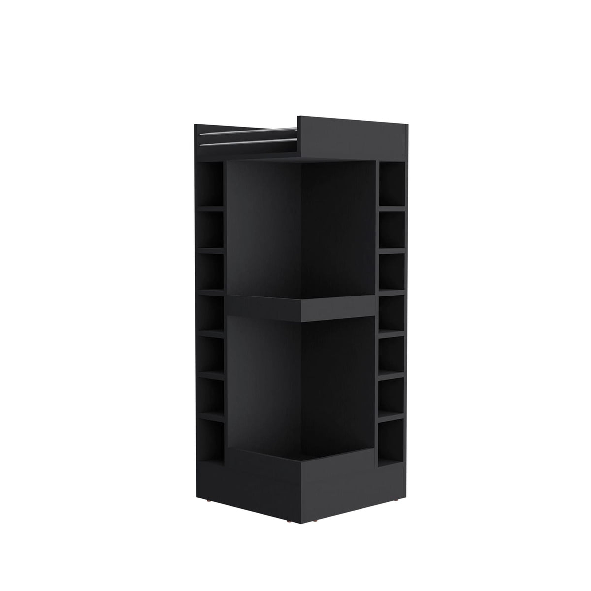 Black Engineered Wood Storage Cabinet with 16 Shelves for Living Room
