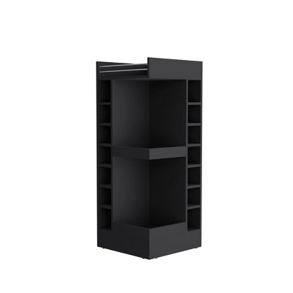 Black Engineered Wood Storage Cabinet with 16 Shelves for Living Room