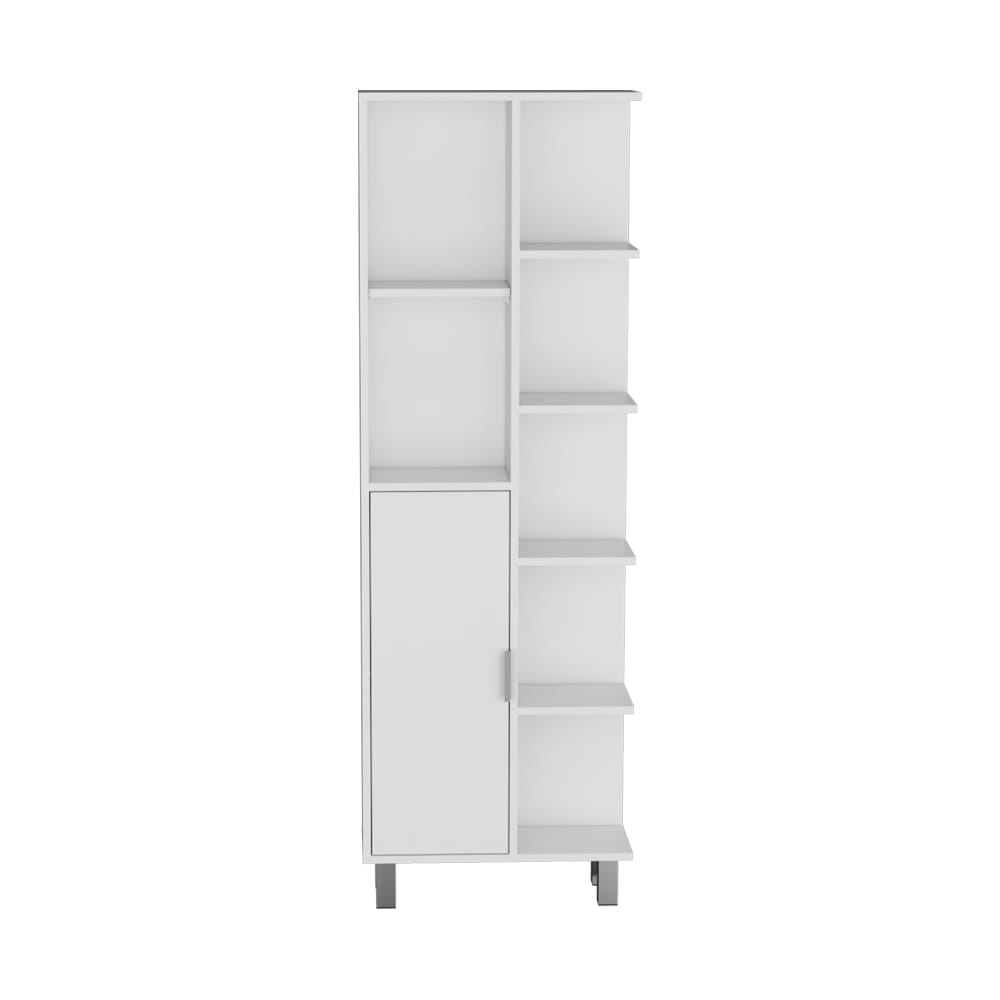 White Engineered Wood Bathroom Storage Cabinet with Legs