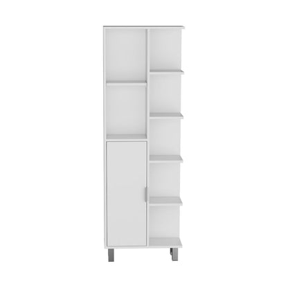 White Engineered Wood Bathroom Storage Cabinet with Legs