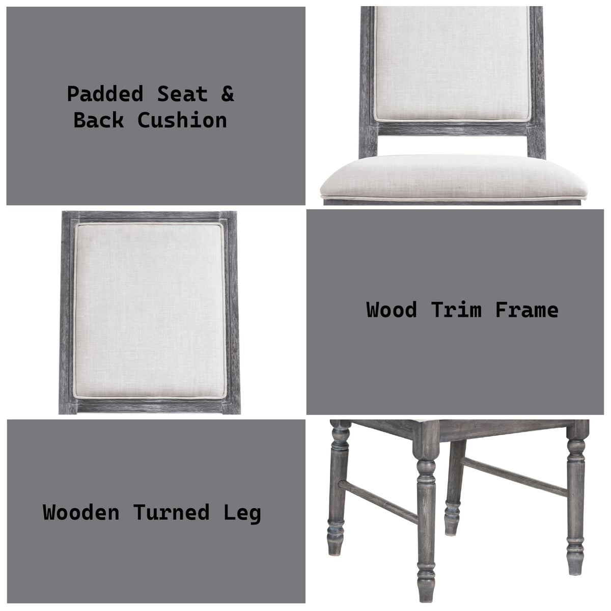 Gray Dining Table Set 7 Pieces - Modern Style