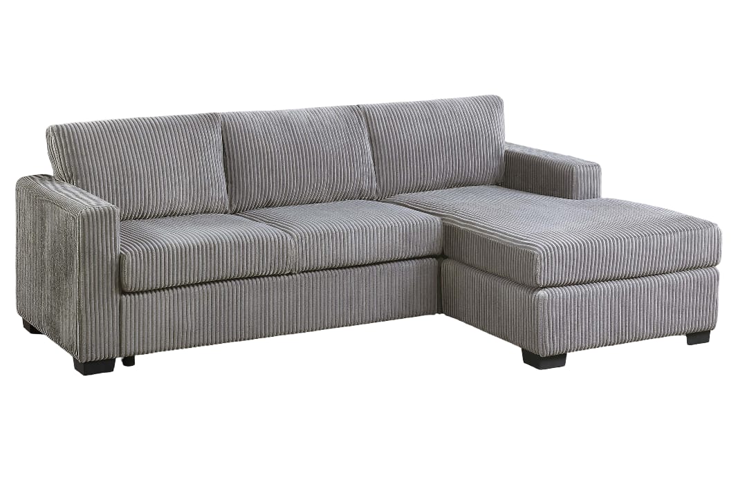 Light Gray 3 Seat Corduroy Sectional Sofa