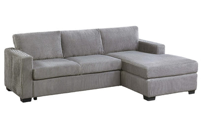 Light Gray 3 Seat Corduroy Sectional Sofa