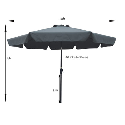 10ft Dark Gray Patio Umbrella - Vented Canopy