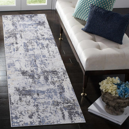 Grey Polyester Area Rug - 96" x 26" Stain Resistant Living Room Rug