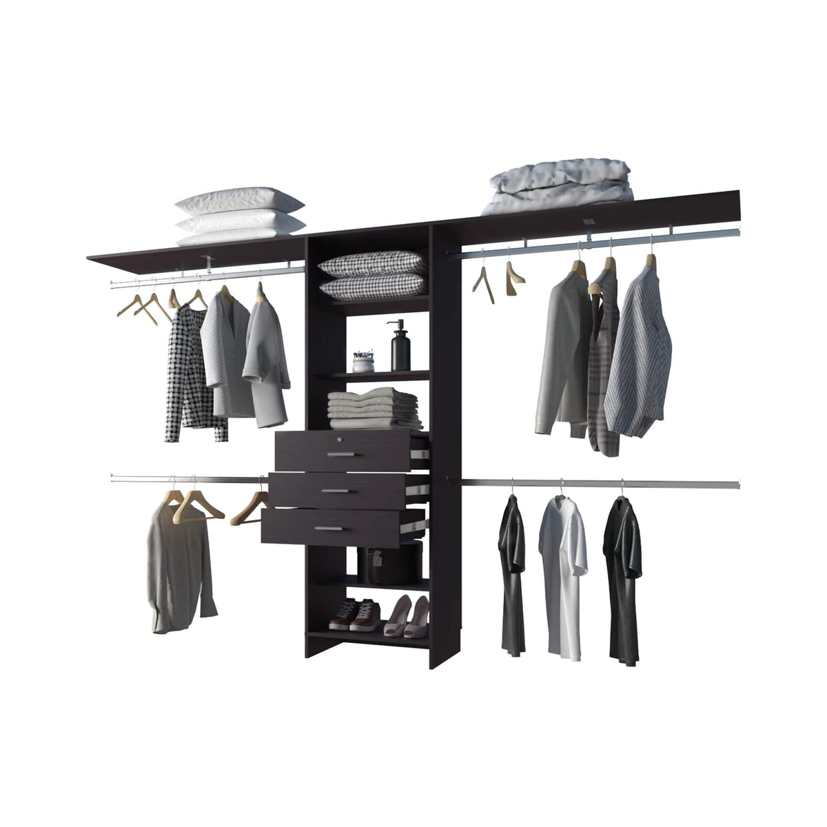 Wengue Modular Closet Organizer System - Dark Brown