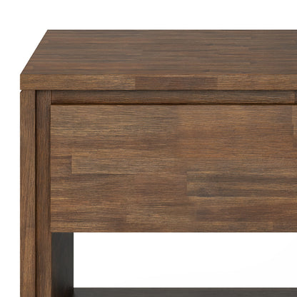 Dark Brown Acacia Wood End Table - 22" Square for Living Room