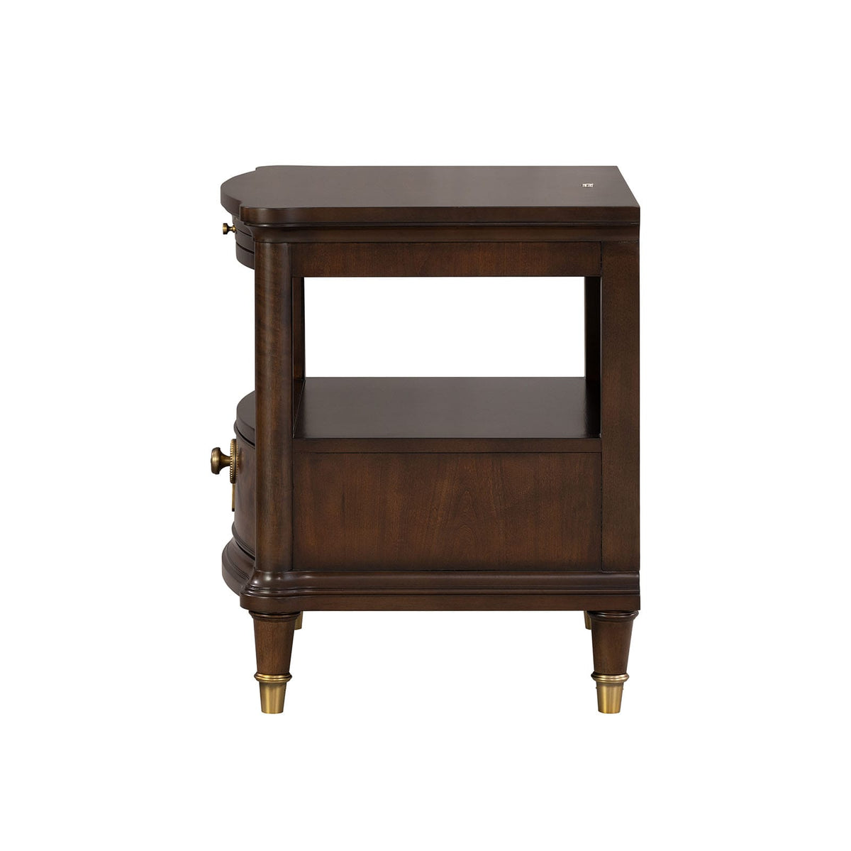 Modern Cherry End Table - Gold Legs & Tray