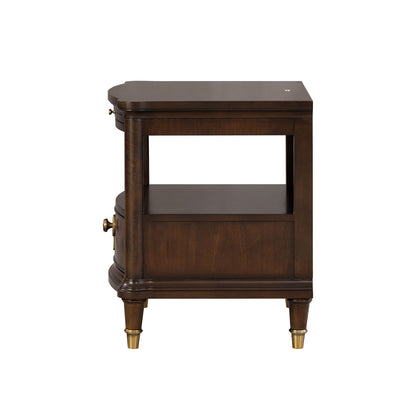 Modern Cherry End Table - Gold Legs & Tray