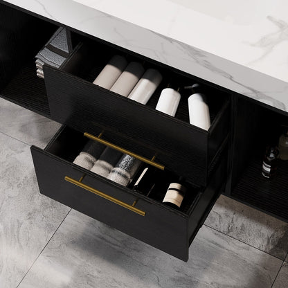 Modern White Black Bathroom Vanity with Storage