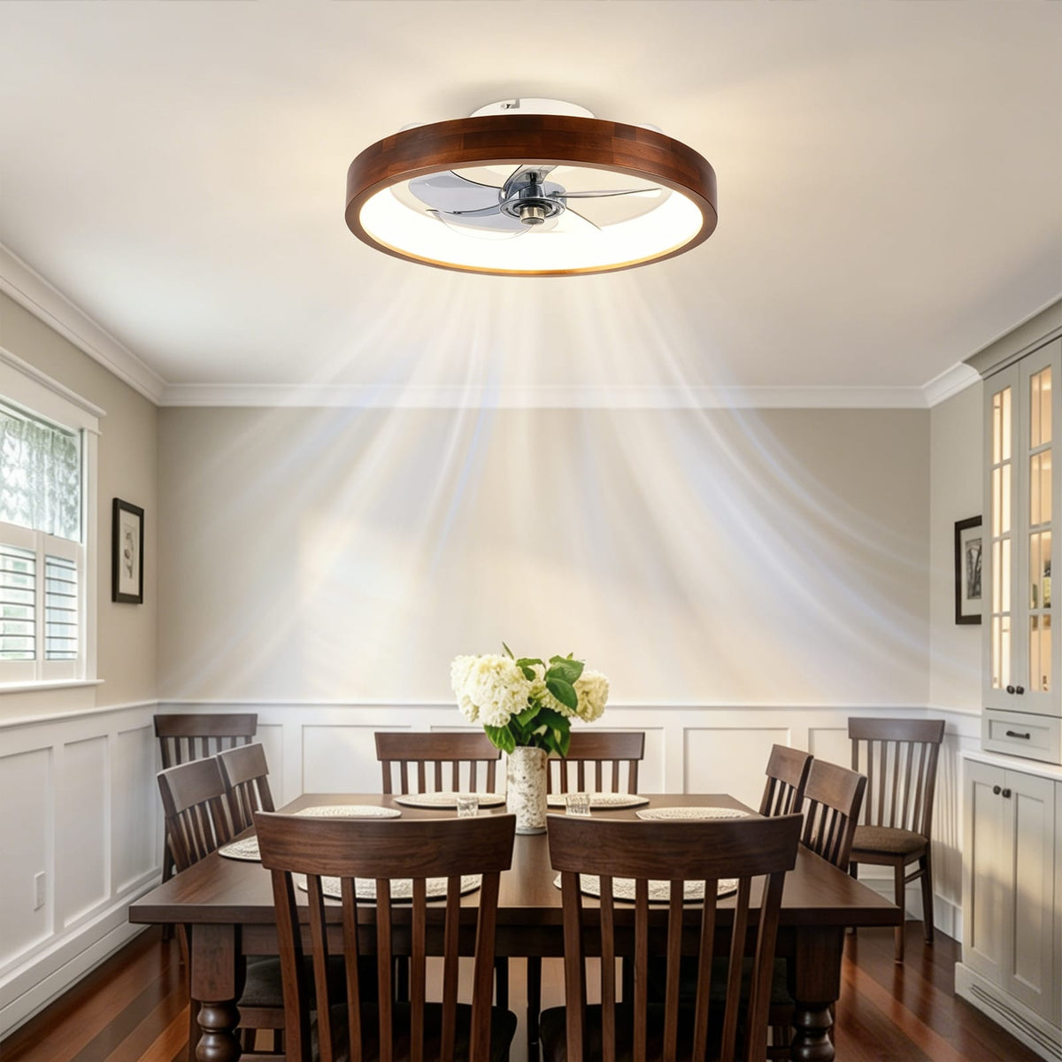 20 Inch White Ceiling Fan with Lights - Farmhouse Style