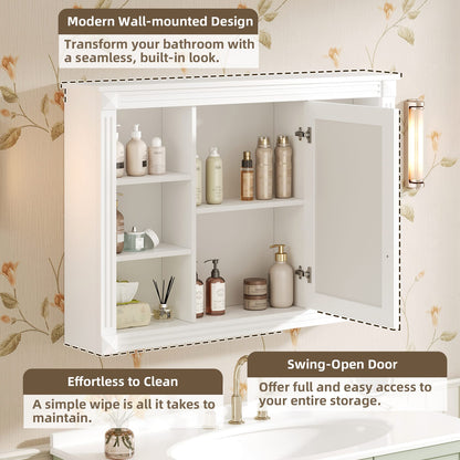 White Bathroom Storage Cabinet - 1 Door Mirror Cabinet