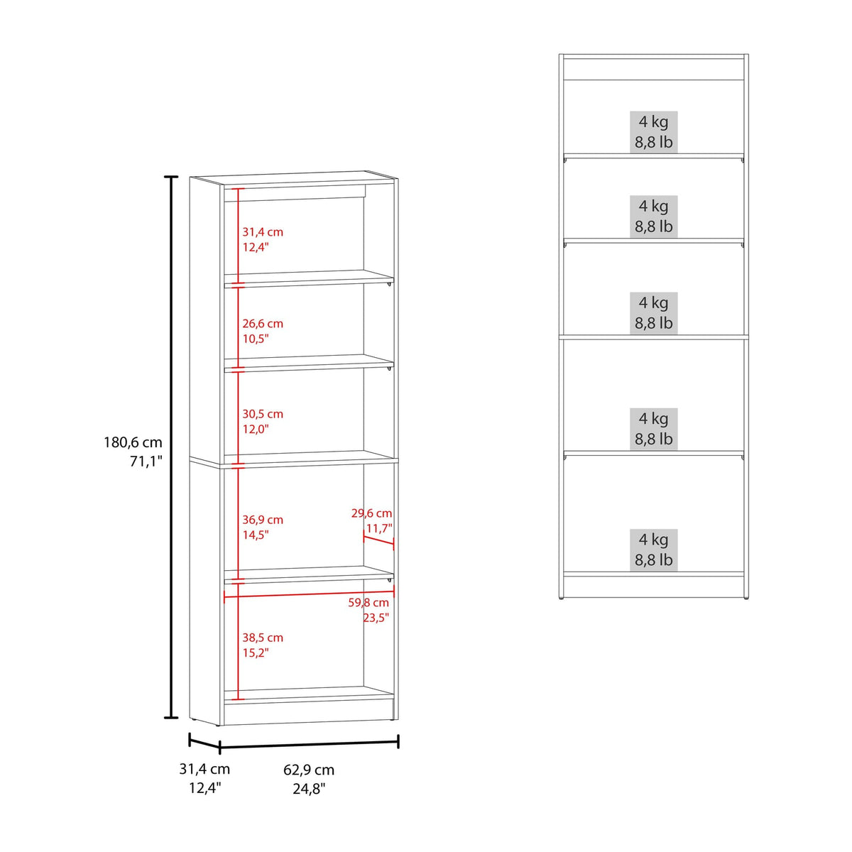 Natural Oak & White 2-Door Bookcase - Ample Storage