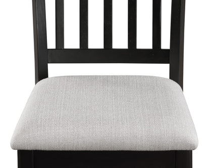 Cream Dark Brown Square Dining Set with Upholstered Chairs