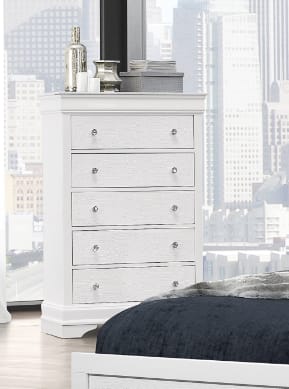 White Solid Wood Bedside Dresser - 31.26" W for Bedroom