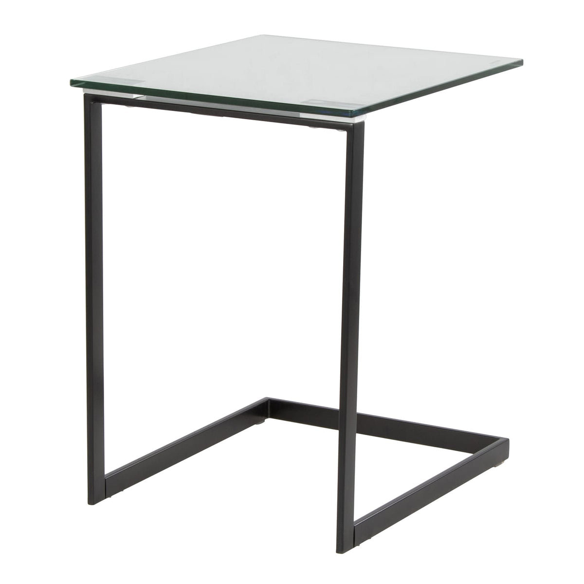 Clear Glass Metal End Table - Modern Living Room Table