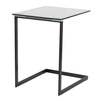 Clear Glass Metal End Table - Modern Living Room Table