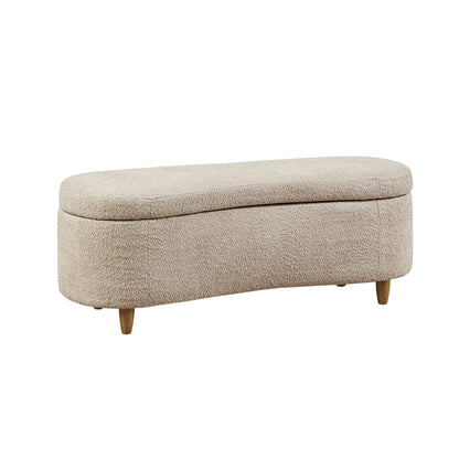 Taupe Polyester Flip Top Storage Bench - 16.5" x 48"