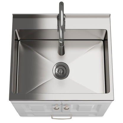 White Shaker Bathroom Vanity Cabinet with Integrated Sink