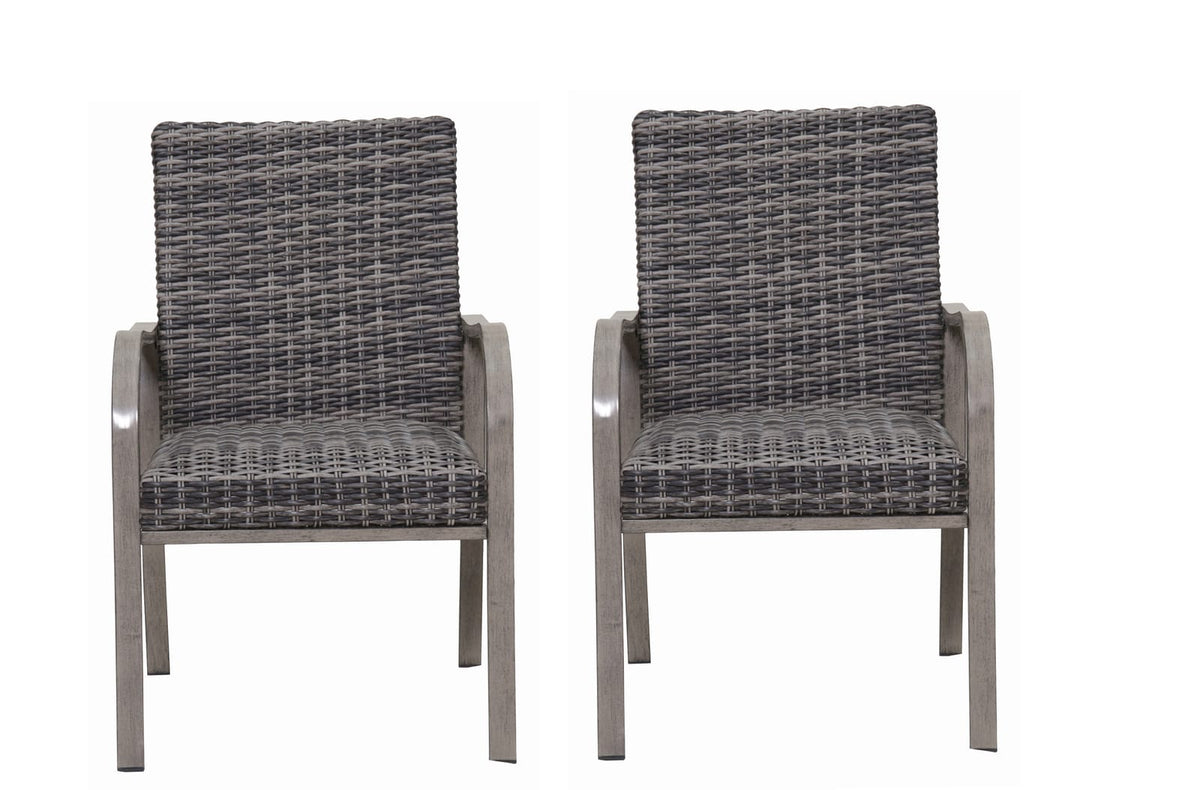 Brown White Outdoor Dining Chairs - 2 Piece Patio Set
