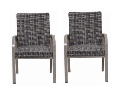 Brown White Outdoor Dining Chairs - 2 Piece Patio Set