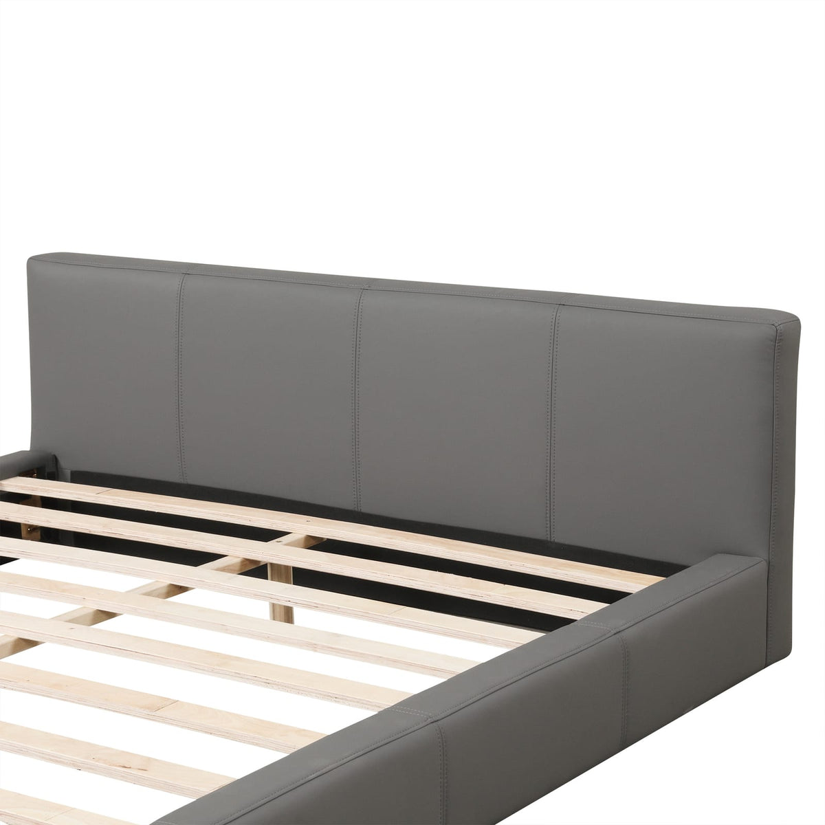 Stylish Gray Upholstered King Bed - Box Spring Not Required