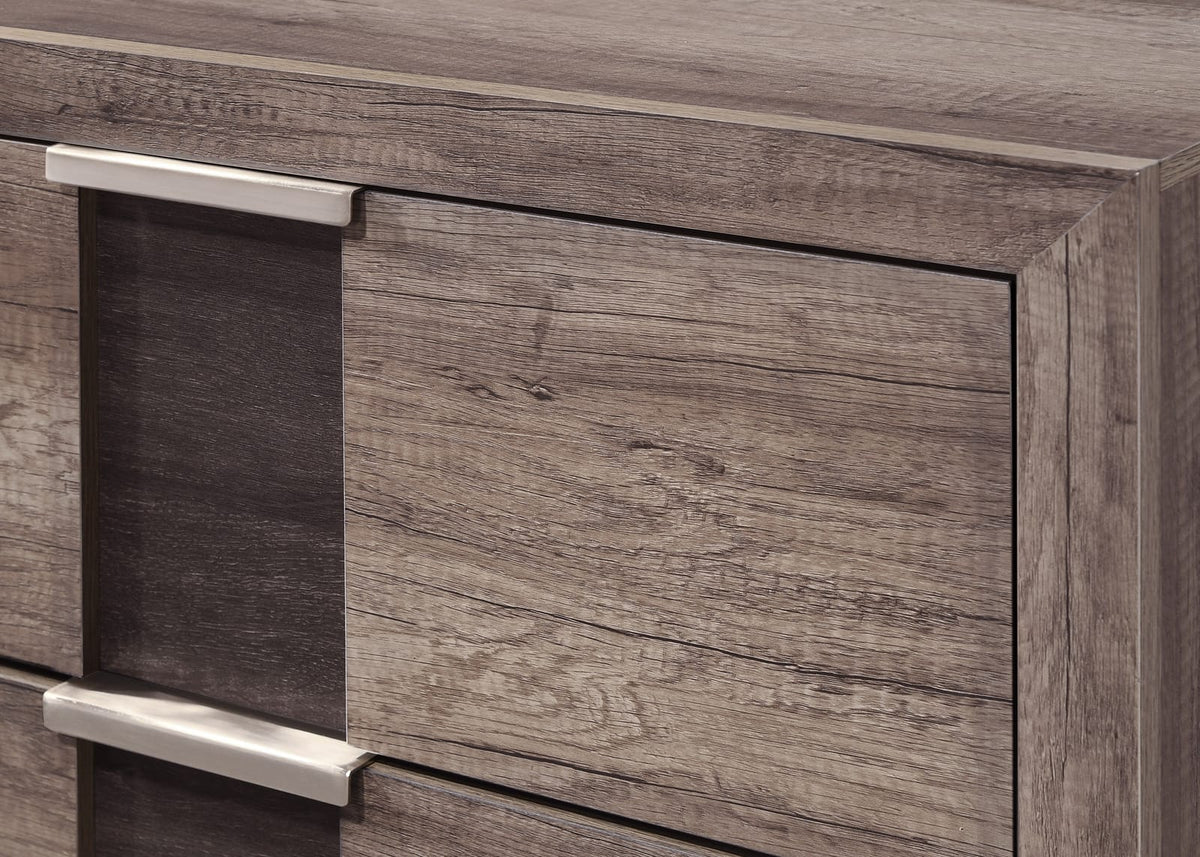 Contemporary Brown Wood Dresser - 6 Drawers Bedroom Storage