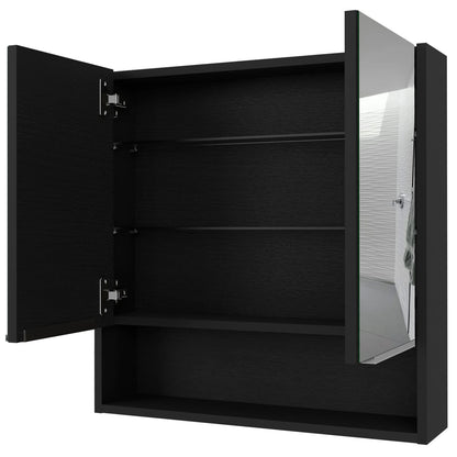 Black Medicine Cabinet with Mirror - 23.4" Storage for Bathroom