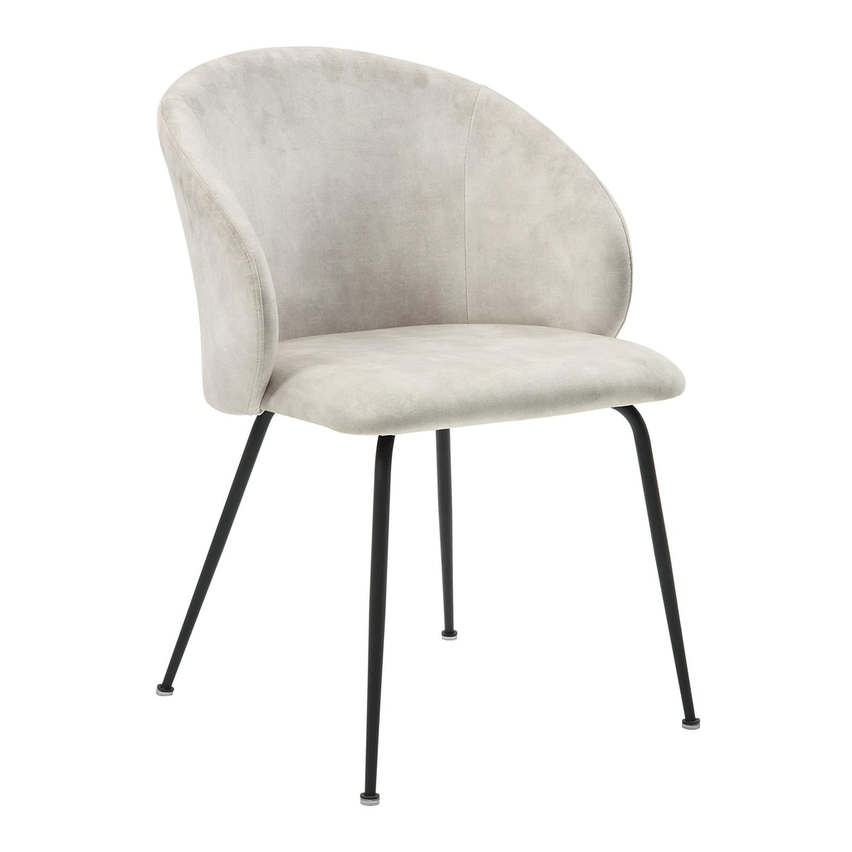 Modern Velvet Side Chairs Set for Dining Room Beige Metal Frame