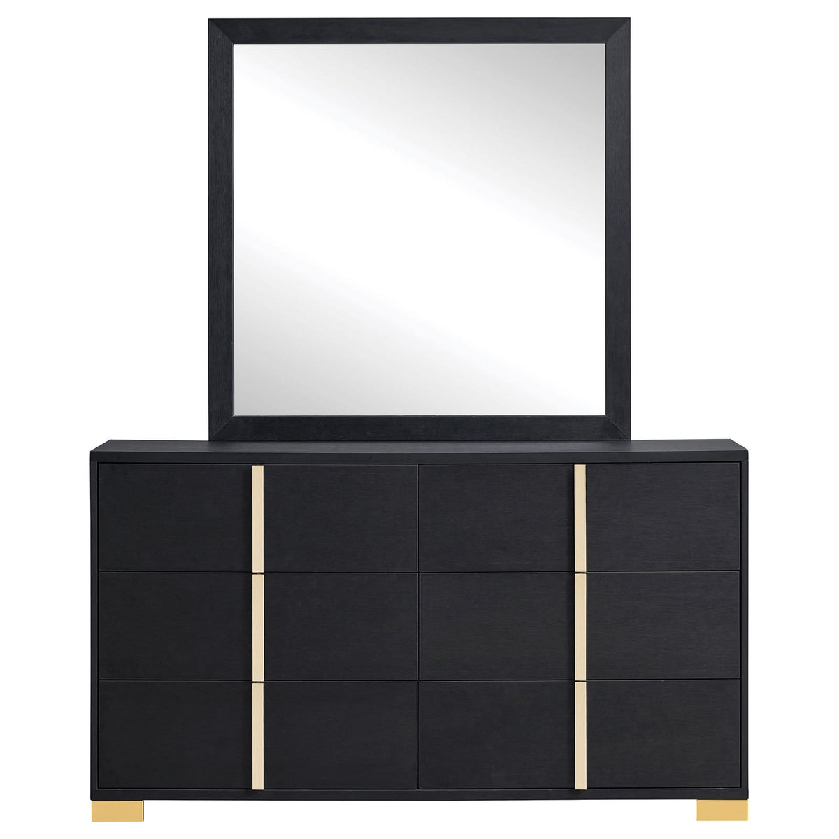 Black 6-Drawer Dresser Bedroom Storage