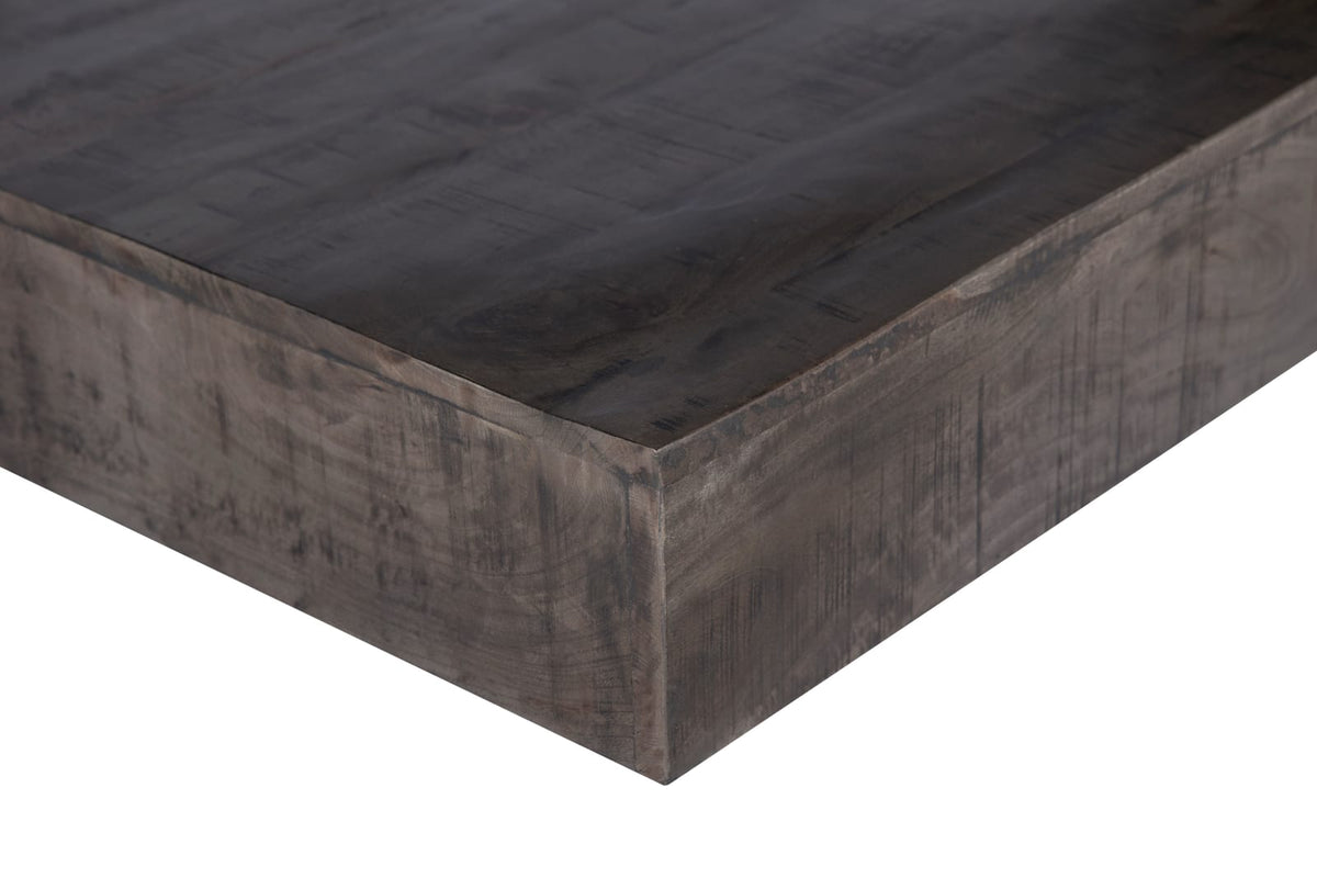 Charcoal Finish Solid Wood Low Profile Rough Coffee Table - 47.24" x 47.24"