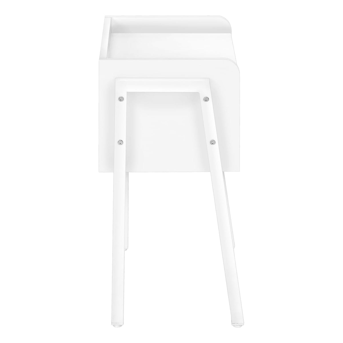 2-Tier Accent Table - White Metal, Storage for Living Room