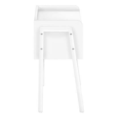 2-Tier Accent Table - White Metal, Storage for Living Room